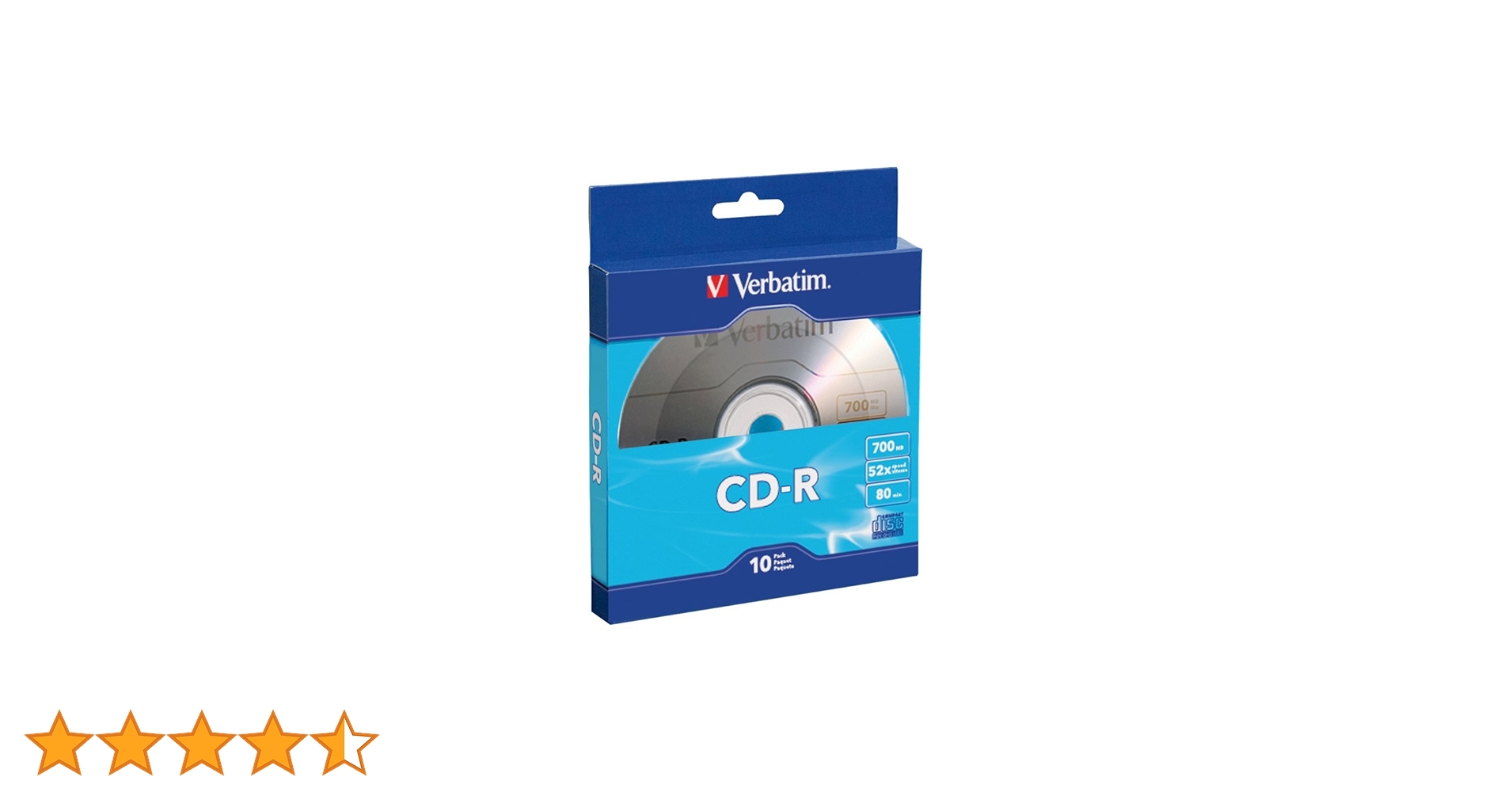 Disco gravável Verbatim 700MB 52X 80 minutos CD-R, 10-Disc 97955